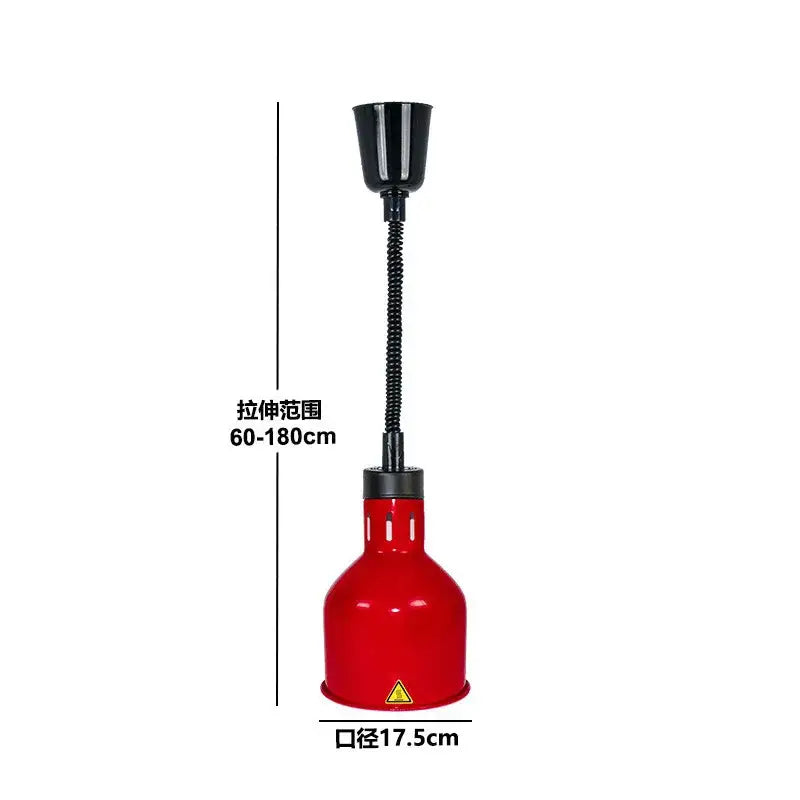 Red industrial copper electric telescopic heat lamp pendant light with black flexible gooseneck for dining room use