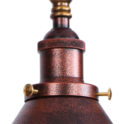 Antique copper-finished industrial iron led wall lamp with brass accents and pull chain for bedroom decorbites iron led
