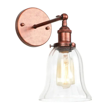 Industrial copper wall light with clear glass shade and exposed filament bulb perfect for bedroom decorbites loft clear style