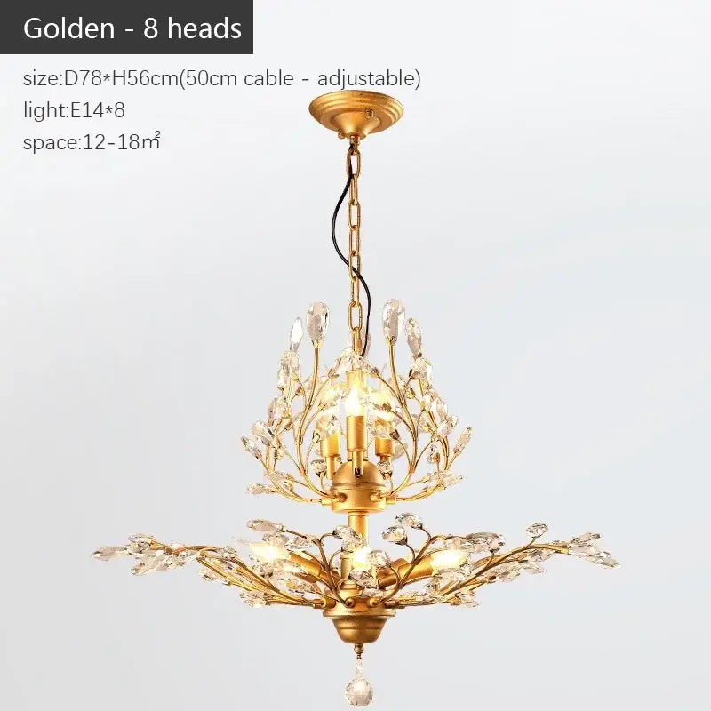 Industrial crystal chandelier with eight crystal-encrusted bronze branches and central pendant drop for dining room decorbites industrial