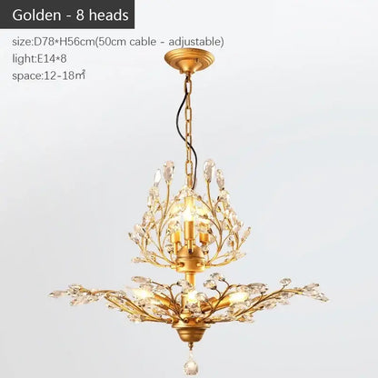 Industrial crystal chandelier with eight crystal-encrusted bronze branches and central pendant drop for dining room decorbites industrial