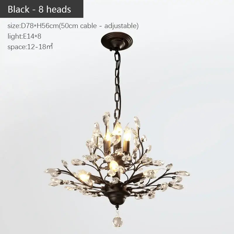 Industrial crystal chandelier with black wrought iron and antique bronze branches featuring crystal teardrop pendant decorbites industrial
