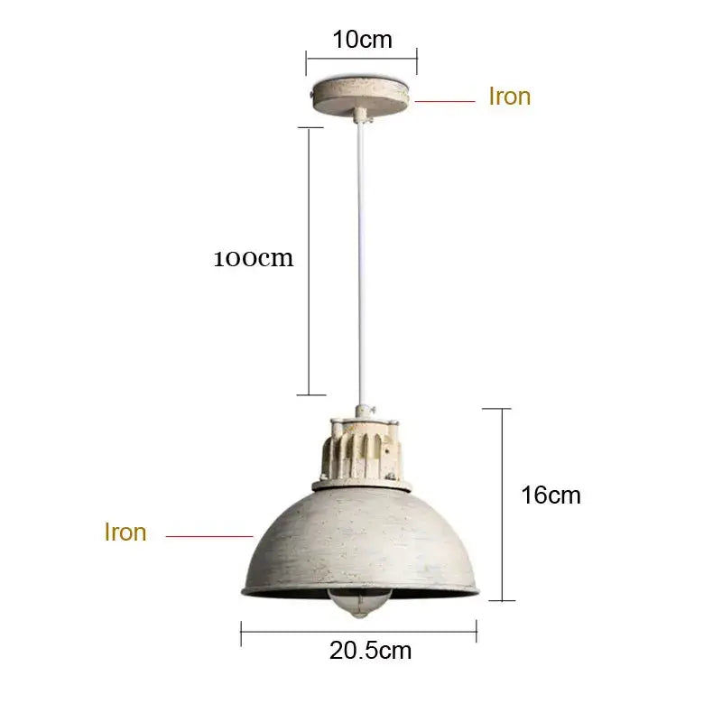 Industrial pendant lamp decorbites loft chandelier with distressed white metal finish and 100cm hanging length for dining room