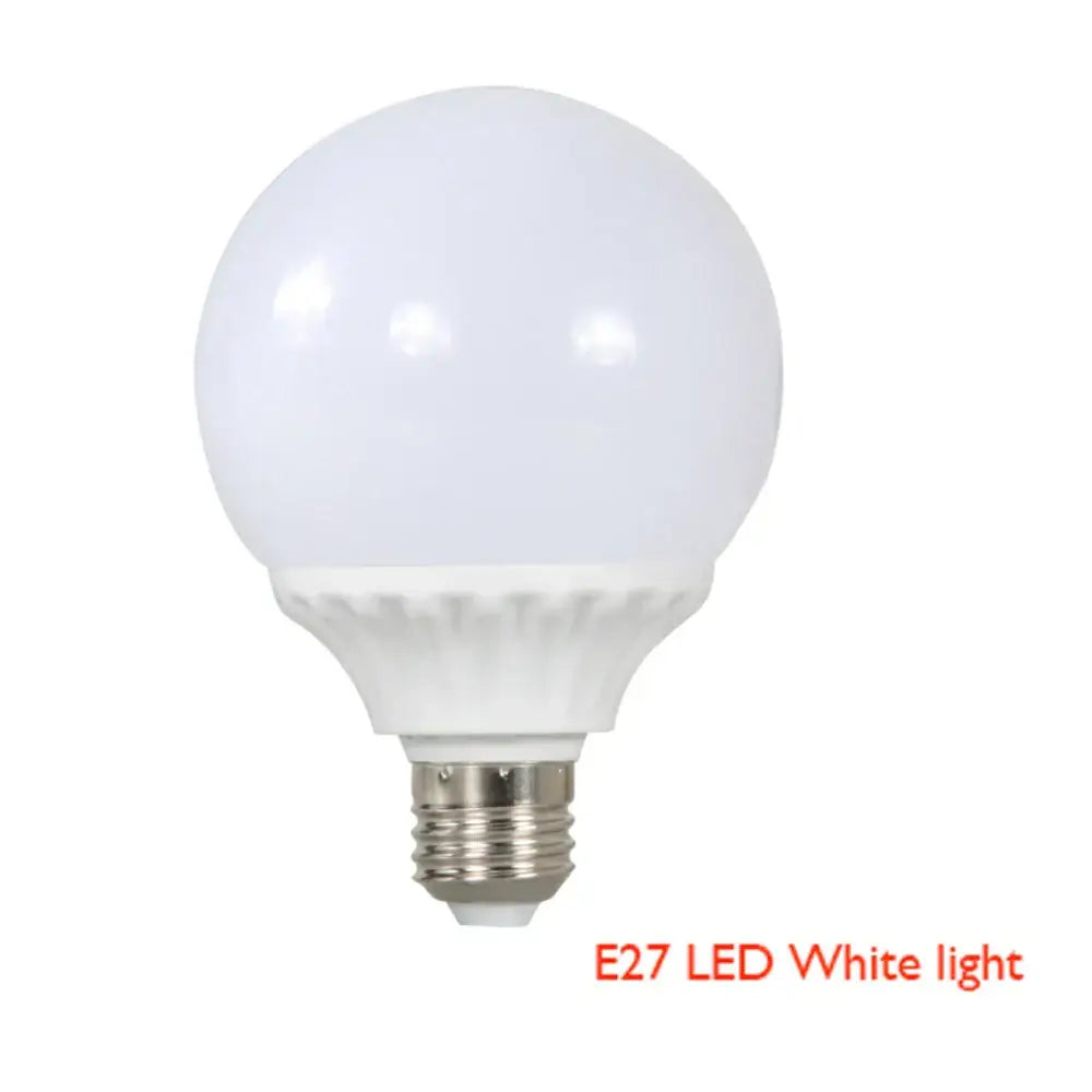 White frosted glass globe led light bulb with metallic e27 screw base for decorbites industrial e27 ceiling lamp use
