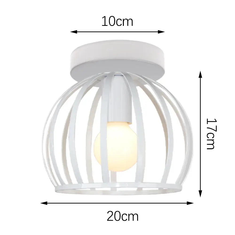 White metal cage-style decorbites industrial e27 ceiling lamp with warm bulb for modern living room decor