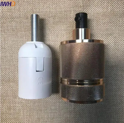 White plastic lamp holder with brushed brass textured bulb holder and black top for decorbites industrial e27 socket lamp