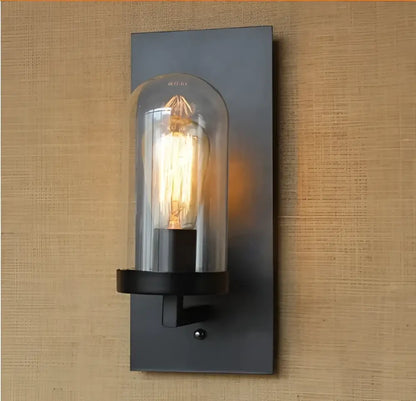 Black metal wall sconce with clear glass dome and exposed filament bulb decorbites industrial edison vintage light for bedroom