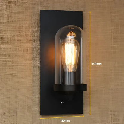 Industrial edison vintage wall sconce with black metal frame and clear glass dome featuring filament bulb for bedroom decorbites industrial edison wall sconce