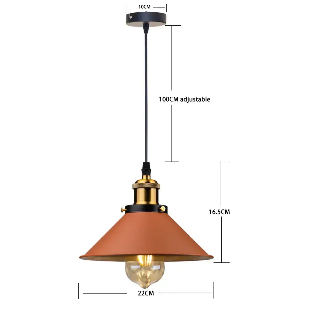 Industrial farmhouse brown pendant light with terracotta conical shade and brass accents for kitchen island decorbites industrial farmhouse