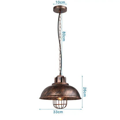 Antique bronze finish iron dome industrial pendant light with wire cage for kitchen cafe decor by decorbites