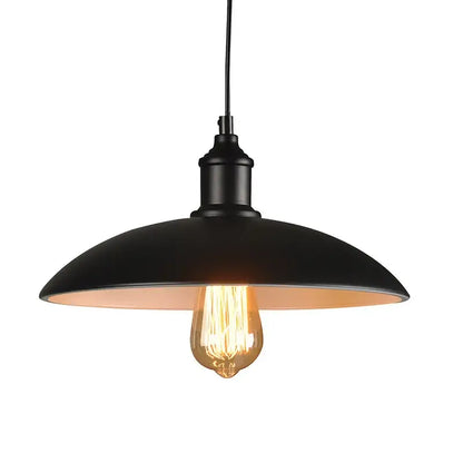 Black metal pendant light with warm Edison bulb and matte finish for industrial iron dome kitchen cafe decorbites pendant light