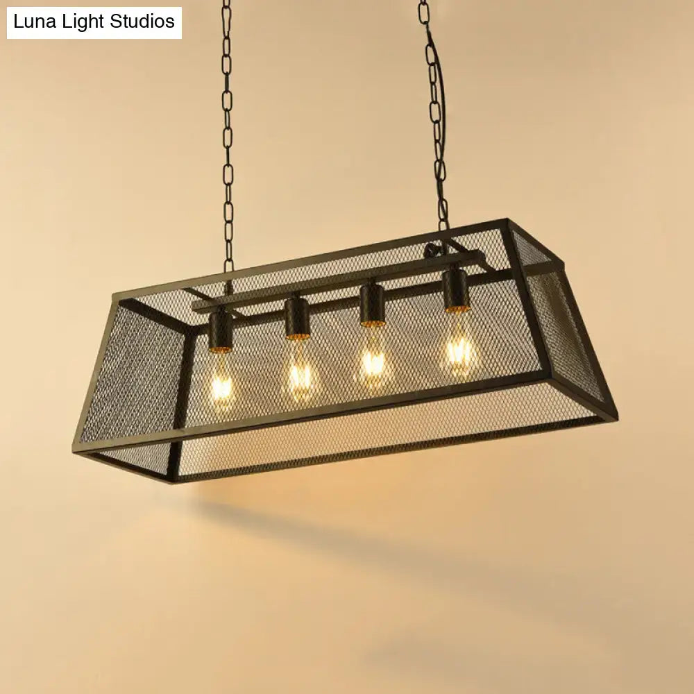 Decorbites™ industrial iron black metal mesh pendant light with four edison bulbs 220v-240v island lamp for dining room