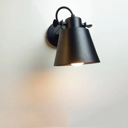 Industrial matte black adjustable edison wall light with black metal conical shade and adjustable arm for bedroom decorbites wall light