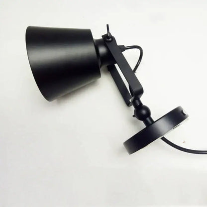Industrial matte black iron loft edison wall light with adjustable conical shade and articulated arm for bedroom use