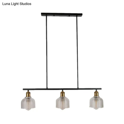 Decorbites industrial black metal pendant lamp with red yellow blue glass bowls and brass accents for island lighting