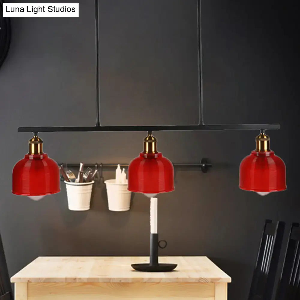 Decorbites™ industrial black pendant lamp with red glass bowls brass accents 110v-120v 220v-240v island lighting