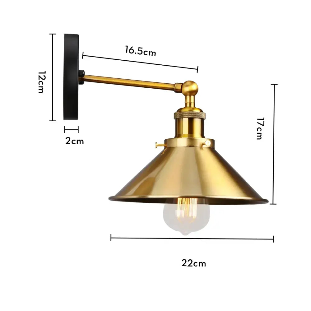 Brass-finished industrial retro loft wall sconce with black mounting plate and exposed Edison bulb decorbites industrial retro