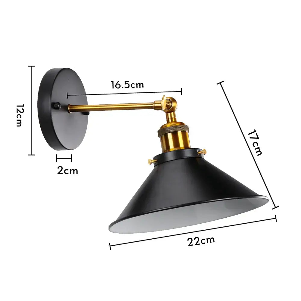 Industrial retro loft wall sconce with black metal and brass finish arm for bedroom decorbites industrial retro lighting