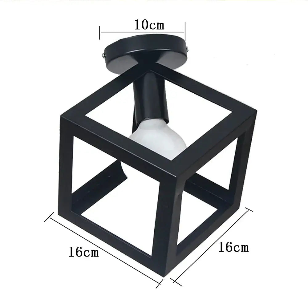 Black metal cube-shaped iron pendant light with frosted glass bulb for industrial retro kitchen dining room decorbites pendant light