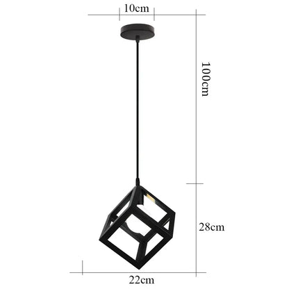 Black metal cube iron pendant light with minimalist geometric design for kitchen dining room decorbites iron pendant