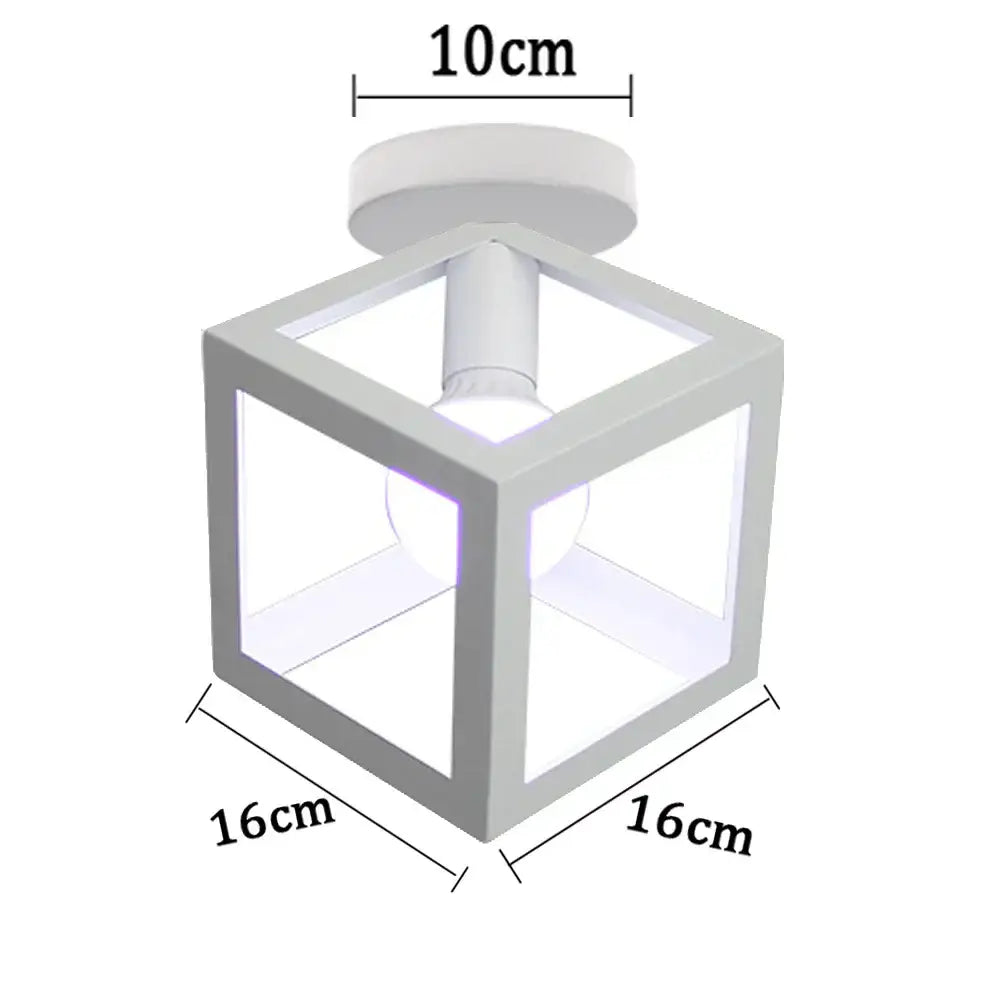 White cube-shaped iron pendant light with frosted glass panels for industrial retro kitchen dining room decorbites iron pendant