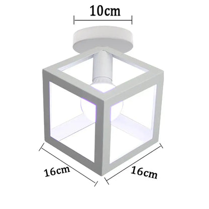 White cube-shaped iron pendant light with frosted glass panels for industrial retro kitchen dining room decorbites iron pendant