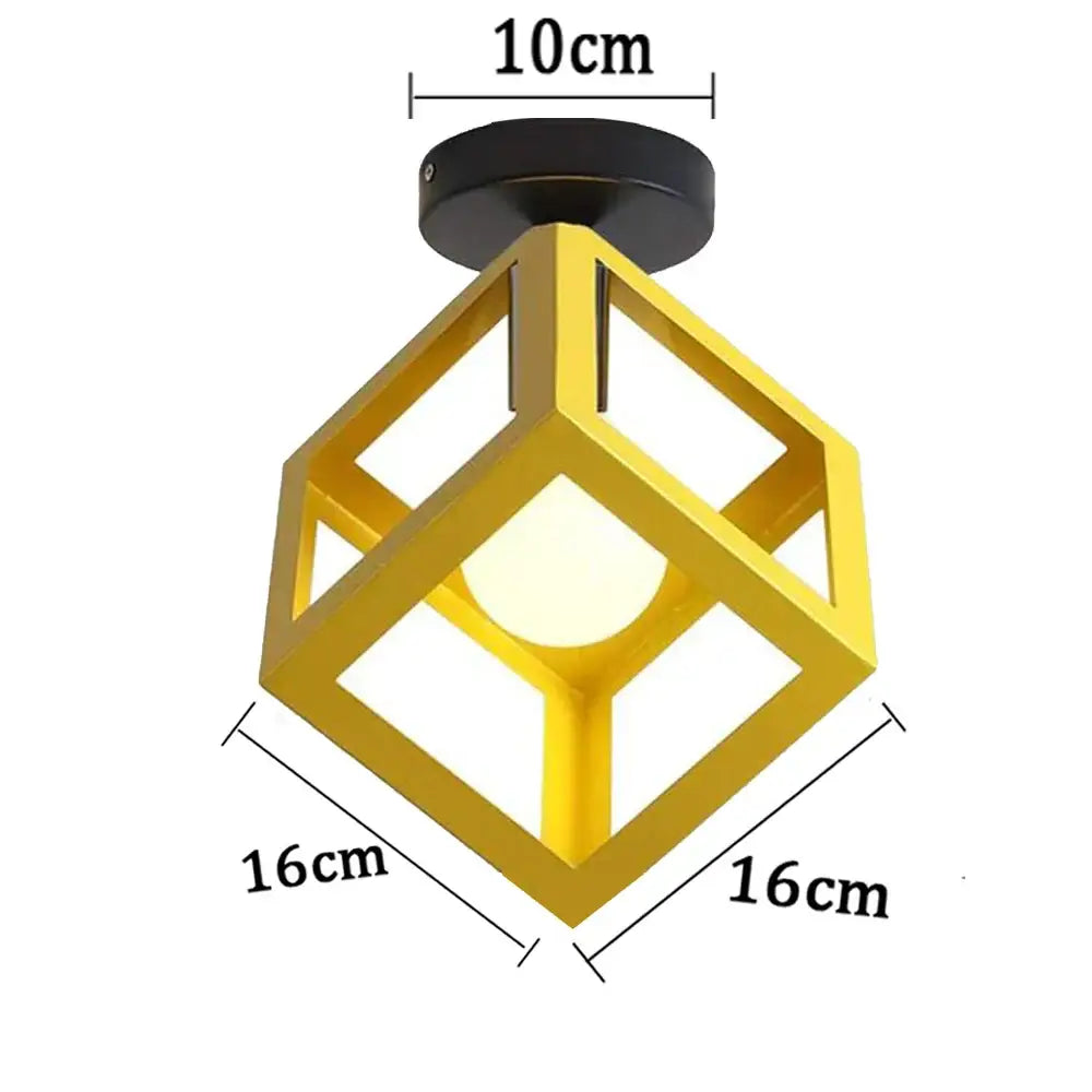 Gold-colored geometric iron pendant light with black mounting base for industrial retro kitchen and dining room decorbites pendant light