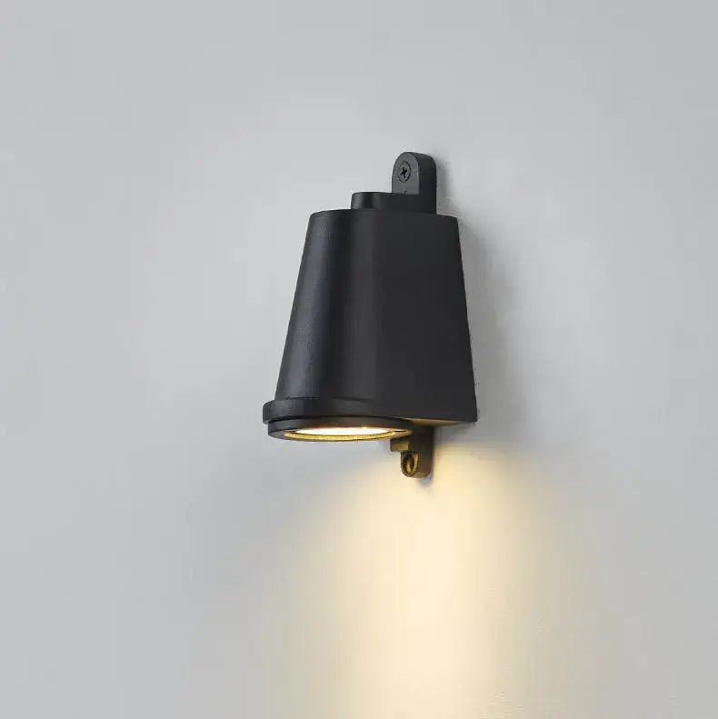 Black matte wall lamp with conical shade and brass accents decorbites industrial retro spotlight for courtyard decor