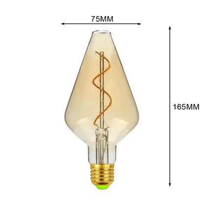 A decorbites industrial retro vintage led edison bulb with amber-tinted glass and gold screw base for warm living room light