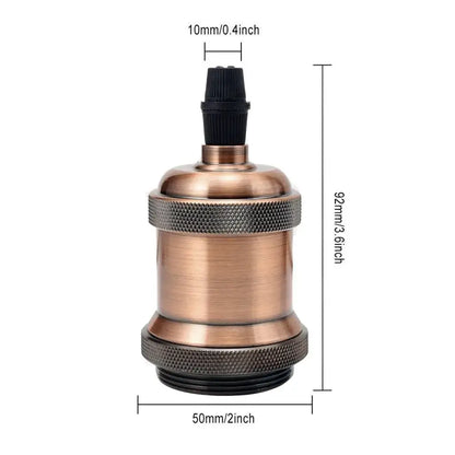 Antique brass-colored vintage-style industrial e27 lamp holder with textured black base and threaded metal accents decorbites industrial e27 screw