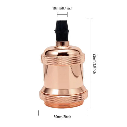 Rose gold vintage-style industrial e27 lamp holder with a black textured cap for decorbites industrial e27 screw use