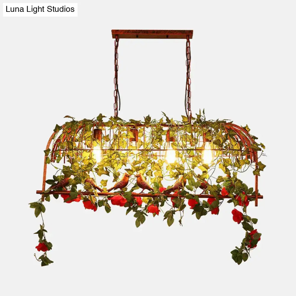 Rustic copper-colored decorbites™ industrial rust metal hanging lamp with birdcage design 220v-240v 110v-120v