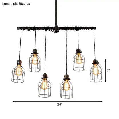 Decorbites aged silver industrial cage iron pendant light with five hanging lamps suitable for 220v-240v 110v-120v use