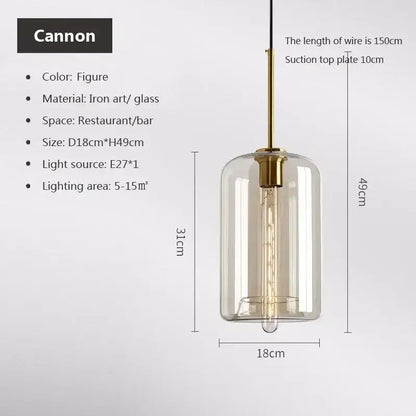 Cannon brand industrial glass pendant light with clear cylinder and brass iron frame for dining room decorbites industrial glass