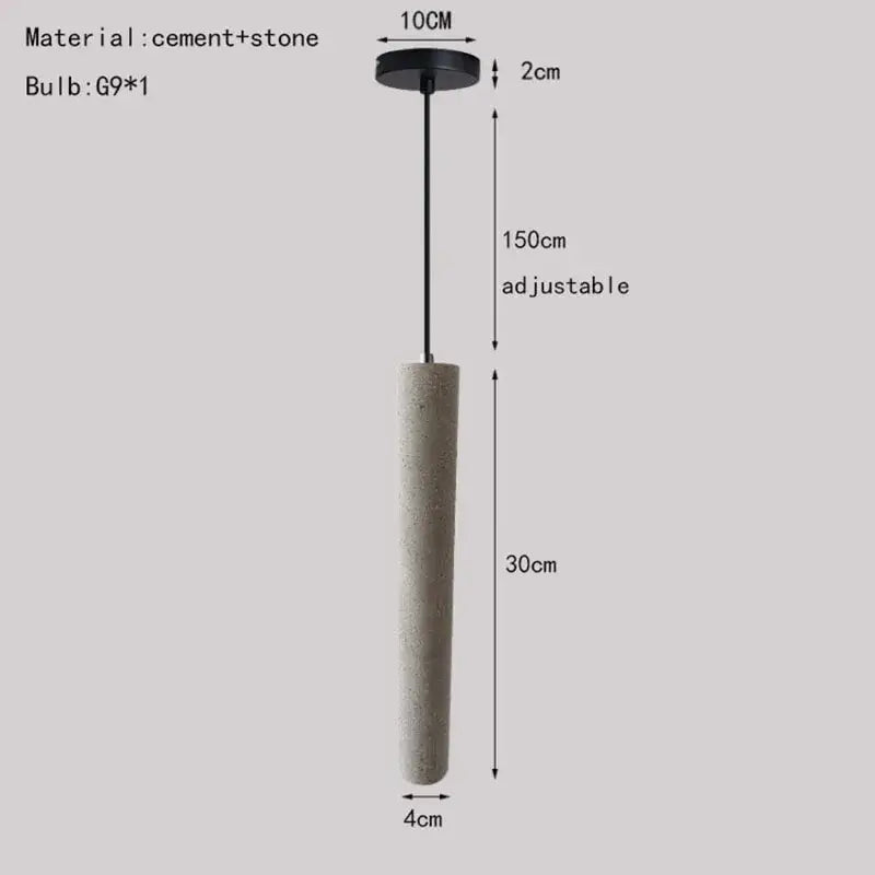 Concrete cylinder pendant lamp with black ceiling mount and adjustable chain decorbites industrial stone led lighting