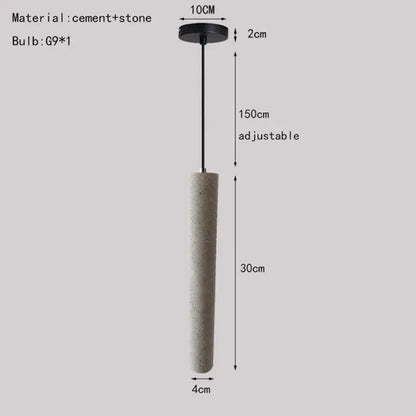 Concrete cylinder pendant lamp with black ceiling mount and adjustable chain decorbites industrial stone led lighting