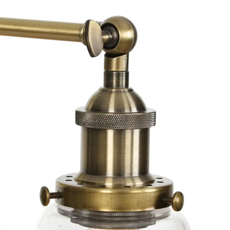 Antique brass wall sconce with industrial vintage led adjustable arm and textured knurled ring decorbites industrial vintage