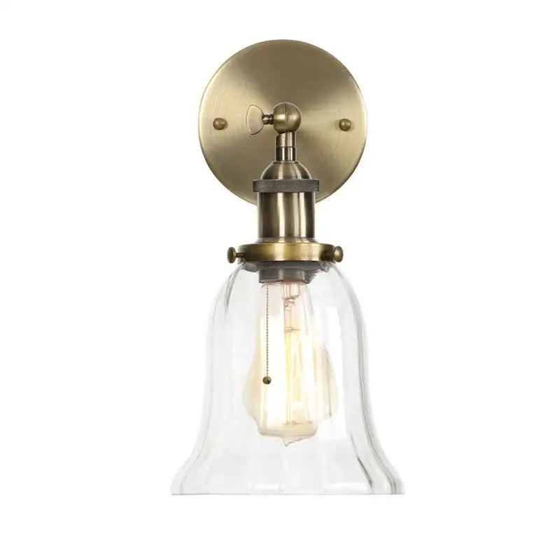 Antique brass wall sconce with glass shade and exposed filament bulb for decorbites industrial vintage bedroom lighting