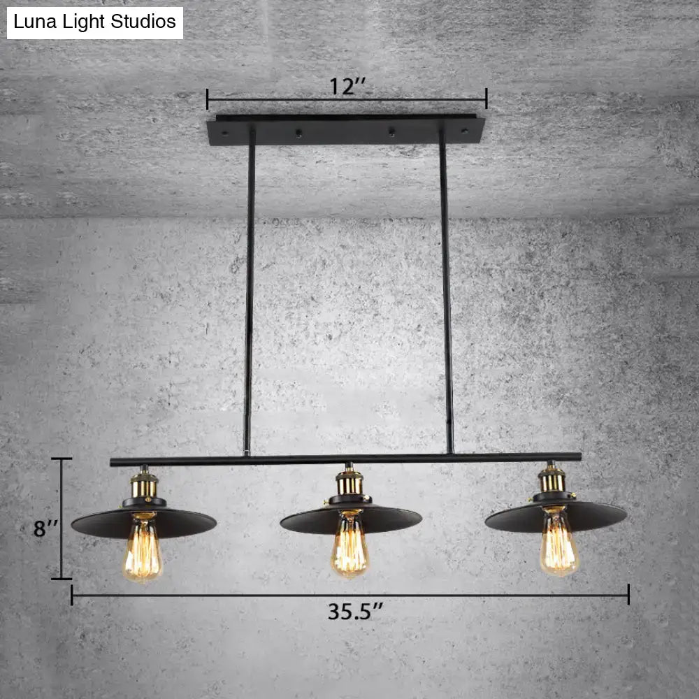 Industrial-style decorbites 3-light island pendant with black metal shades and exposed edison bulbs for indoor lighting 220v-240v