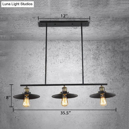 Industrial-style decorbites 3-light island pendant with black metal shades and exposed edison bulbs for indoor lighting 220v-240v