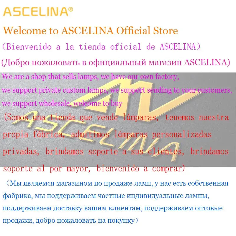 Ascelina official store logo in gold metallic lettering for decorbites industrial vintage pendant light dining room chandelier