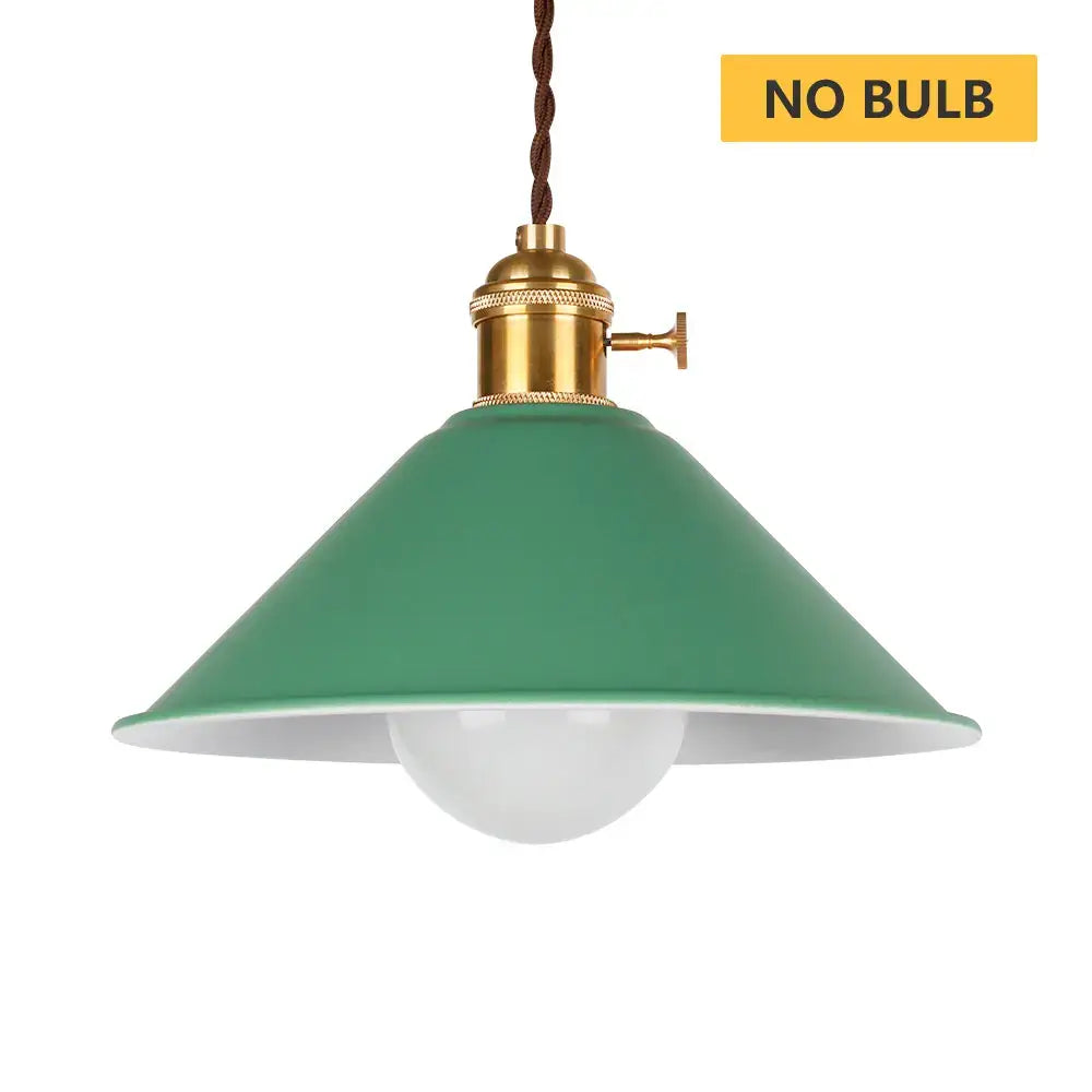 Green enamel pendant light with brass hardware and braided cord decorbites industrial vintage chandelier for dining room