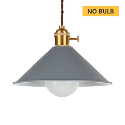 Gray metal pendant light with brass socket and braided cord for decorbites industrial vintage chandelier decor
