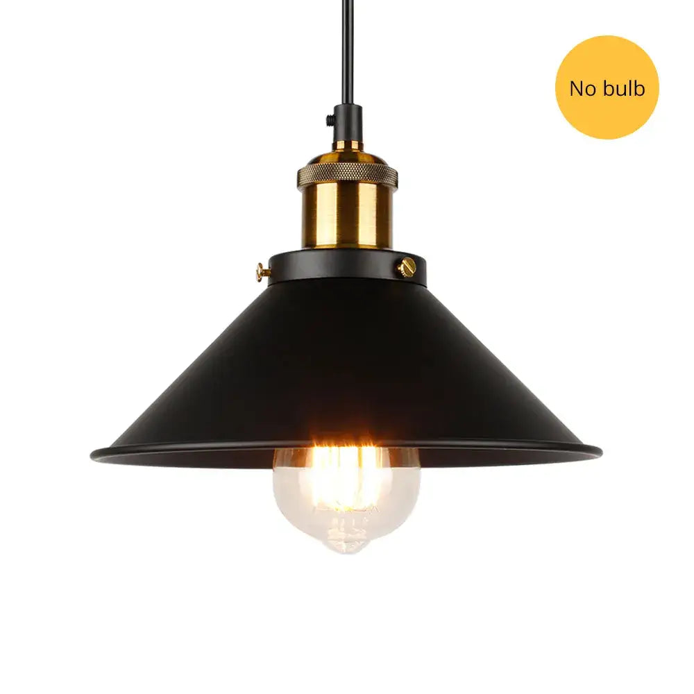 Black metal pendant light with brass finished socket and hanging cord for industrial vintage chandelier decorbites use