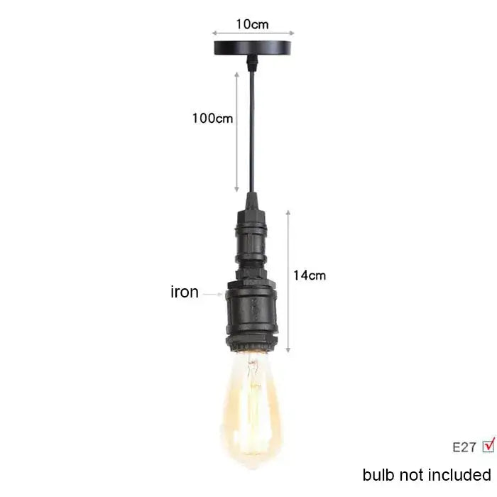 Industrial vintage brass and black pipe pendant light fixture with black iron and vintage edison bulb for kitchen use