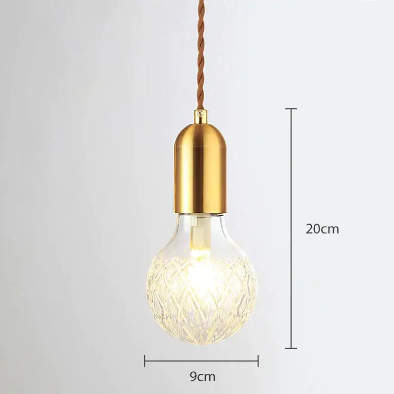 Industrial vintage pendant set of 2 warm-glowing 20cm pendant lights with gold metal caps and faceted clear glass bulbs