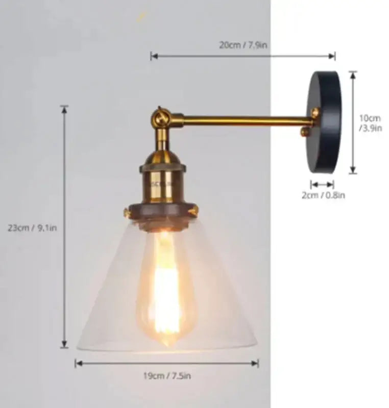 Industrial vintage brass wall sconce with clear glass shade and exposed edison bulb for bedroom decorbites industrial vintage