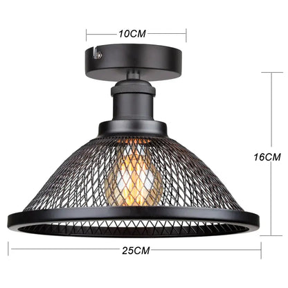 Black metal industrial vintage cage ceiling light with brass accents and vintage Edison bulb for kitchen decorbites industrial vintage