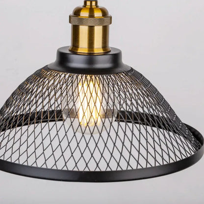 Industrial vintage cage ceiling light with black mesh shade and brass-finished top perfect for decorbites industrial vintage decor