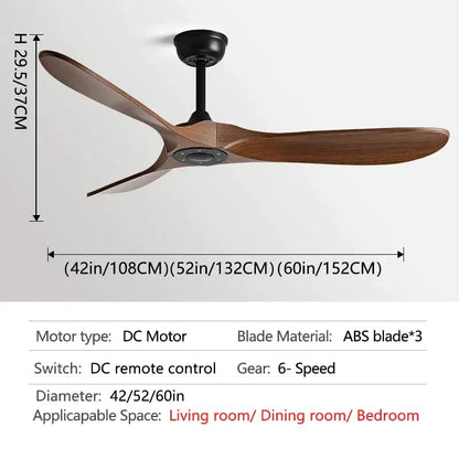 Modern decorbites industrial vintage ceiling fan with three dark brown abs blades and black motor housing for living room decor